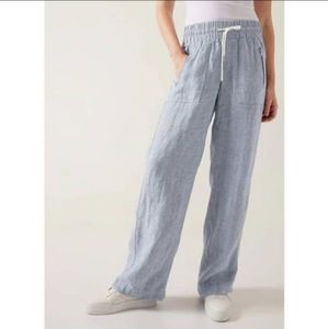 Athleta Cabo Linen Mid-Rise Wide Leg Pant In Chambray Blue | 14